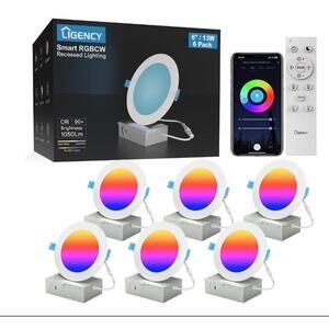 6-Pack 6" Smart RGB Recessed WiFi Ceiling Lights – Alexa App Control